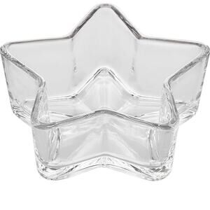 Libbey 6" Star-Shaped Clear Heavy Glass Dish Snack Trinket Bowl Decor NEW